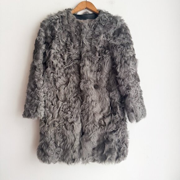 Vintage Gray Mongolian Curly Lamb Short Jacket S - Picture 2 of 7